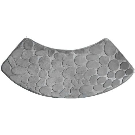 Ce tapis de douche incurvé gris, antidérapant et absorbant, épouse la courbure naturelle du pied pour un confort et une sécurité optimaux. Lavable en machine, il conserve sa qualité après de nombreux (1/5)