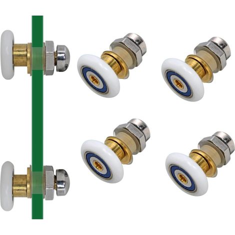 Lot de 4 rouleaux de porte de douche, diamètre 23 mm pour la salle de bain coulissante en verre, forte capacité de charge, rouleaux de rechange pour porte de douche en verre ultra silencieux (1/5)