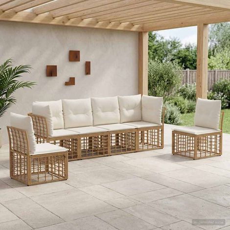 vidaXL  Outdoor Sofa Set  Natural Poly Rattan