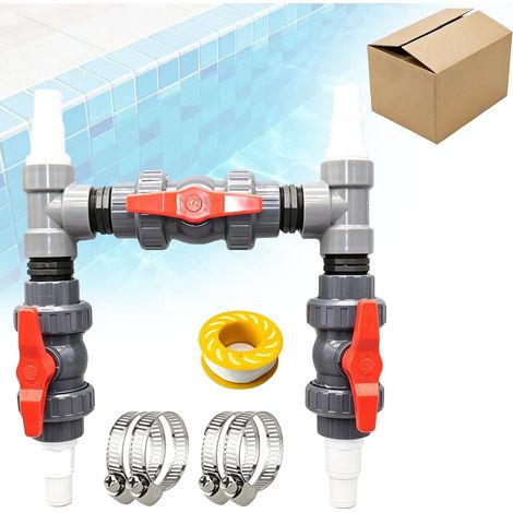 Kit de dérivation pour piscine de 50 mm de diamètre, kit de raccordement pour pompe à chaleur avec tuyaux et adaptateurs de 32/38 mm, interrupteur solaire de régulation du débit d'eau pour chauffage d (1/5)