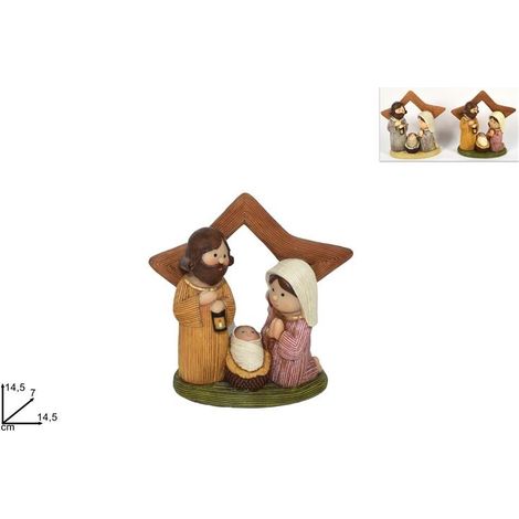 Decorazione Natale Natività Presepe Abiti Rigati con Stella 14,5 cm