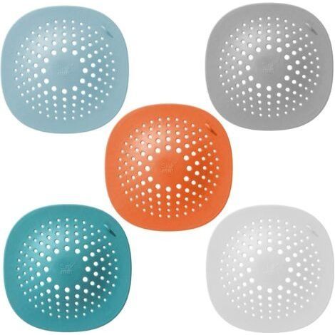 Grille de Protection et D’écoulement en Silicone Bouchon d'eau du Filtre D'égout Crépine de Drain Douche en Silicone Convient pour le Drainage des Eviers Dans la Salle de Bain et la Cuisine 5 Pièces (1/5)