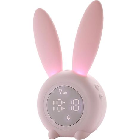 STOBAZA Réveil de Bureau Lapin LED Rose avec Batterie Lithium (1/5)