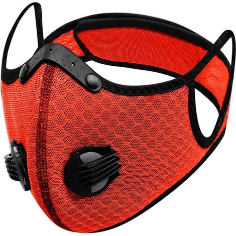 Masque anti-poussière réutilisable orange avec valve - Masque facial léger et respirant pour les sports de plein air, pince-nez ajustable - Unisexe