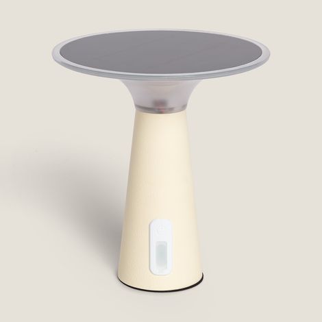 Lámpara de Mesa Solar Exterior LED Metal Portátil con Batería USB Recargable Soucha Beige