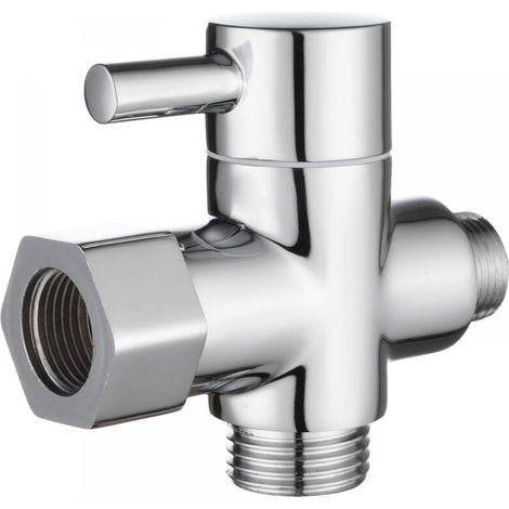 Dreiwegeventil aus massivem Messing, 3/8"-12/17"-T-Adapter, WC-Umstellventil, verchromt (1/4)