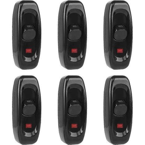 Interrupteur à bascule (lot de 6) pour lampe, 250 V, 10 A, avec indicateur LED (noir) (1/5)
