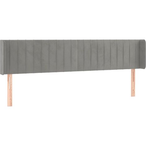 Testiera accessorio letto mobile camera da letto con bordo laterale 203 x 16 x 78/88 cm tessuto velluto grigio chiaro TDL0205174