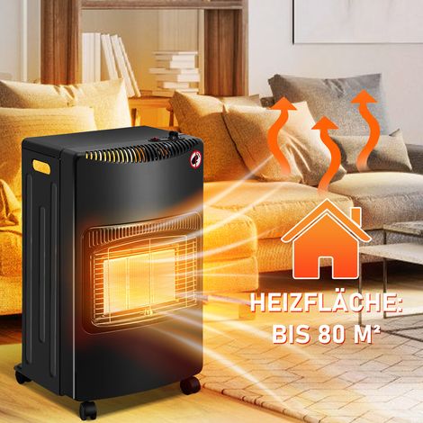 Wolketon Gasofen Keramik 4200 Watt mit 3 Stufen, Sauerstoffmangelsicherung, Gasschlauch & Regler, 5 Rollen, inkl. 2 EU-Adaptern (1/5)