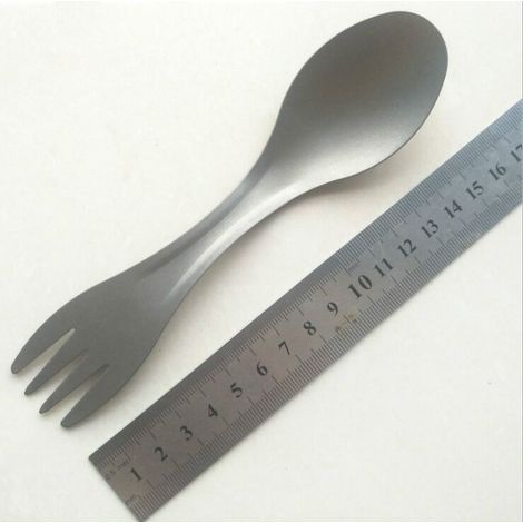 Cuillère Fourchette Couteau - Titane - 16,5 cm - 18 g - Pour Camping Randonnée Pique-nique - 3 en 1 (1/5)