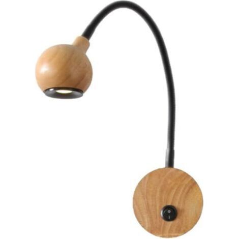 Wandleuchte aus Holz mit Schalter für 3-W-LED-Leselampen, Schlafzimmerbeleuchtung, heller 4000K-Wandstrahler – Crezuo
