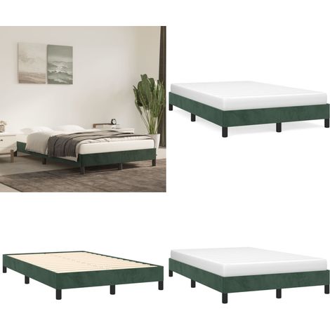 Cadre de lit sans matelas vert foncé 120x190 cm velours - Cadre De Lit - Lit Double - Lit Velours - Lit Vert - Meuble Chambre - Home & Living (1/5)
