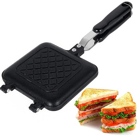 Moule à toastie de camping anti-adhésif avec poignées résistantes à la chaleur, double face multifonction pour la maison, l'extérieur, le camping (1/5)