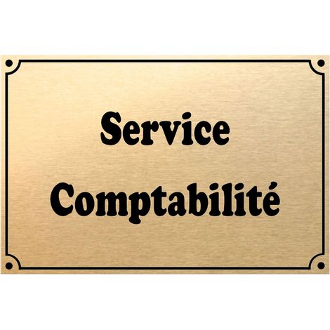 Plaque de porte métal or service comptabilité (1/2)