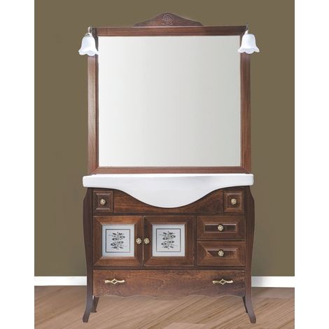 Mobile Da Bagno Noce Completo Modello Martina Completo con Specchio e Lavabo (1/5)