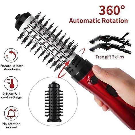 Brosse séchoir à cheveux 3 en 1, brosse à air chaud rotative automatique, peigne électrique multifonction, brosse ionique, boucleur de cheveux ( ) (1/5)