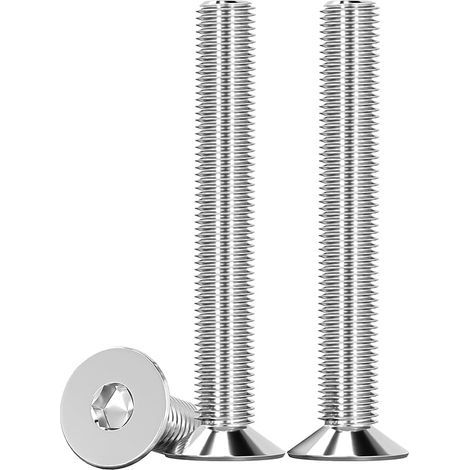 10 Pièces M8 X 50mm Vis à Tête Fraisée, Tête Fraisée Allen Vis à Tête Fraisée Argent en Acier Inoxydable A2 V2A Vis Hexagonales Norme DIN 7991 / ISO 10642 Vis Inox (1/5)