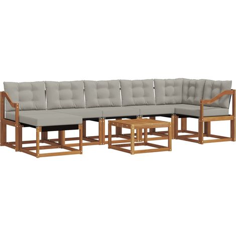 Conjunto de sofás de exterior 8 pcs Gris Natural y Claro vidaXL (1/5)