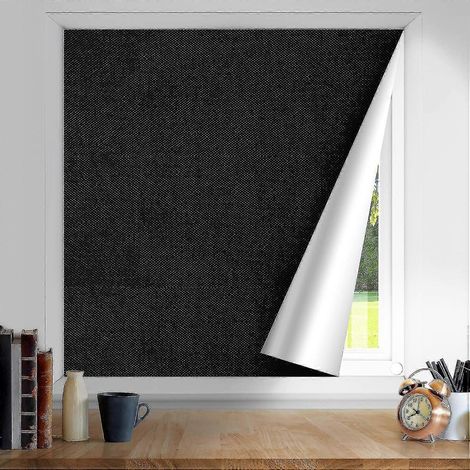 Tissu occultant pour fenêtres, rideaux occultants, protection solaire pour fenêtres de toit, store enrouleur occultant sans perçage (1/5)