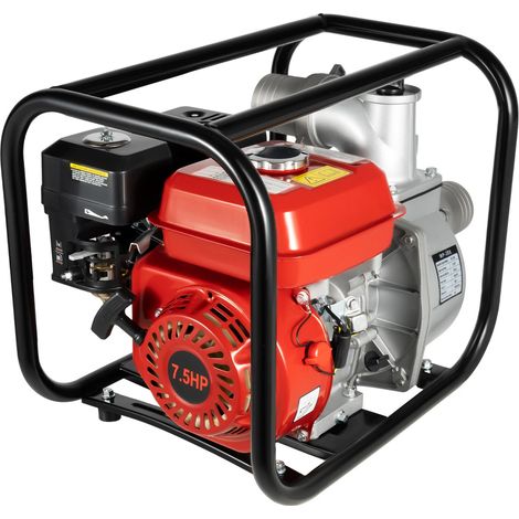 Pompe à eau à essence portable de 7,5 CV (3 pouces) et 3 000 W, Débit maximum : 60 m³/h, Hauteur de pompe : 28m, Pompe à eau thermique pour l'irrigation de jardin, ferme