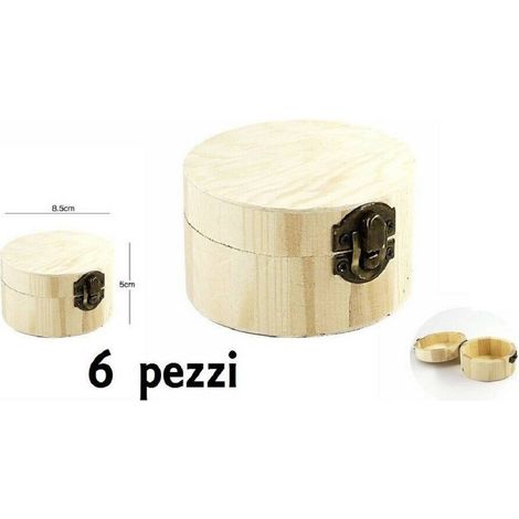 TrAdE Shop Traesio - Set 6 Scatoline In Legno Decoupage Portagioie Scatola Cofanetto Cilindriche -