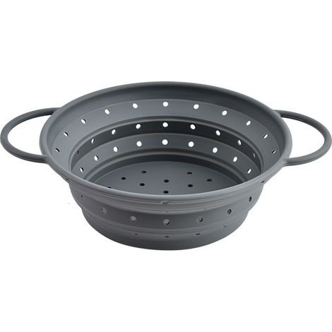 Colino pieghevole resistente al calore - cestello scolapiatti salvaspazio - 1 pezzo - grigio - cestello scolapiatti pieghevole in silicone - diametro 33,5 cm (1/5)