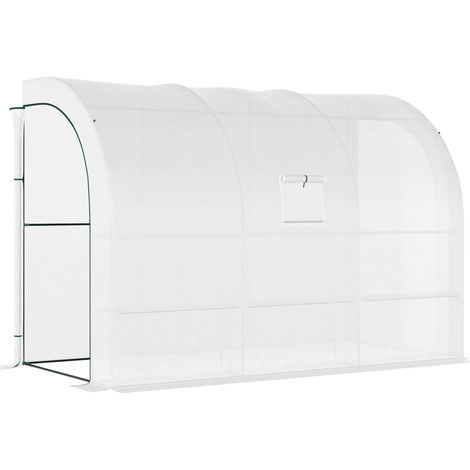 Serre de balcon et jardin avec étagères en acier 300x150x213 cm, abri plantes hiver blanc (1/5)