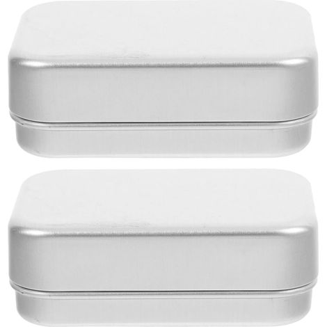 2 Pieces Rectangular Aluminum Soap Box with Hinged Lid and