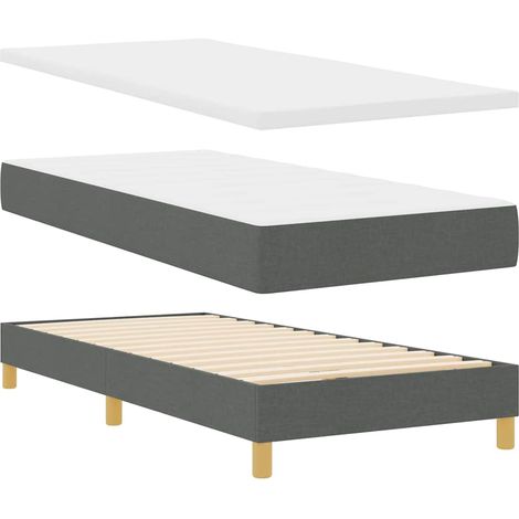 Lit simple,Lit adulte,Lit Box Spring avec Matelas Gris Foncé 80x200 cm en Tissu (1/5)