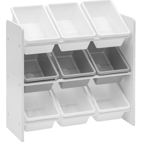 Rebecca Mobili Organizer per Giocattoli Scaffale per Cameretta MDF Bianco con 9 Scatole Rimovibili (1/5)