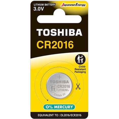Pile - Bouton - Ronde - CR2016 - 3.0V - DL2016/ECR2016 - Toshiba