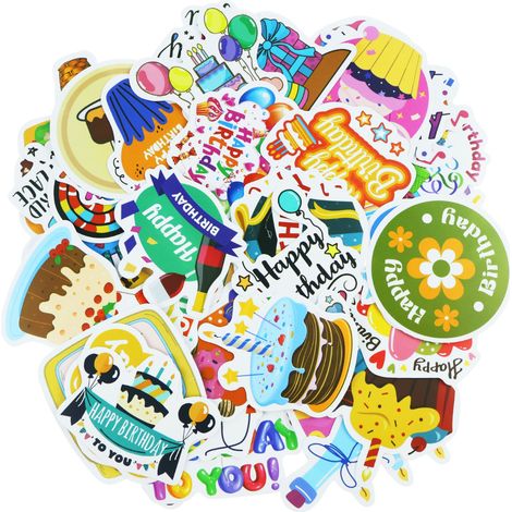 Autocollants Anniversaire - Vinyle Imperméable - 50 Pièces - Pour Albums Photos Cartes Cadeaux et Décorations de Fête (1/5)