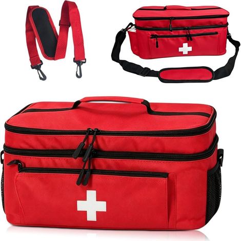 Tragbare Arzttasche mit Doppelschicht Organisation, Erste Hilfe Tasche für Pflege und Reisen