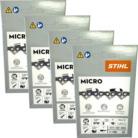 Stihl 4x 1/4" Picco Micro 3 (PM3) Sägekette 30 cm 1/4" P 1,1 mm 65 TG 4 Stück ( 4x 36700000065 ) (1/4)