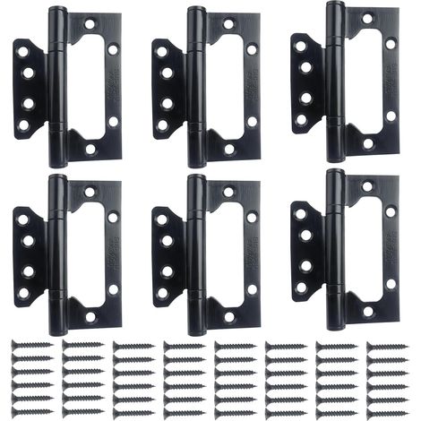Charnières de porte à roulement robuste encastrées en acier inoxydable, 4", 6 pièces, noires (1/5)