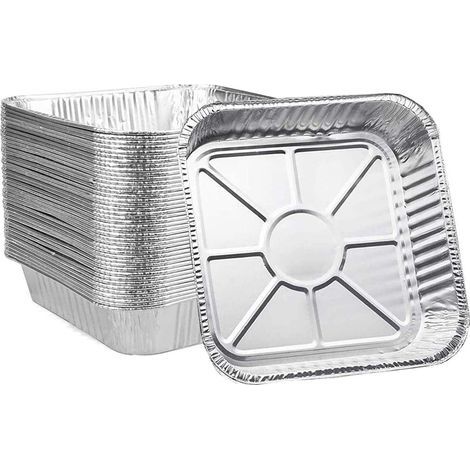 50 Pièces Plateaux de Cuisson en Aluminium, 20CM x 20CM x 4CM Plats à Rôtir Jetables Va au Congélateur Poêles à Frire pour Fête Service de Repas Stockage à Emporter Conteneurs de Restauration (1/5)