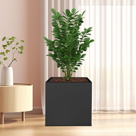 Kubik-Pflanzkasten, Große Outdoor-Pflanzkästen, Quadratische Metall-Pflanzkästen für draußen, Quadratische Pflanzgefäße für Outdoor-Pflanzen Schwarz 60 x 60 x 60cm (1/5)