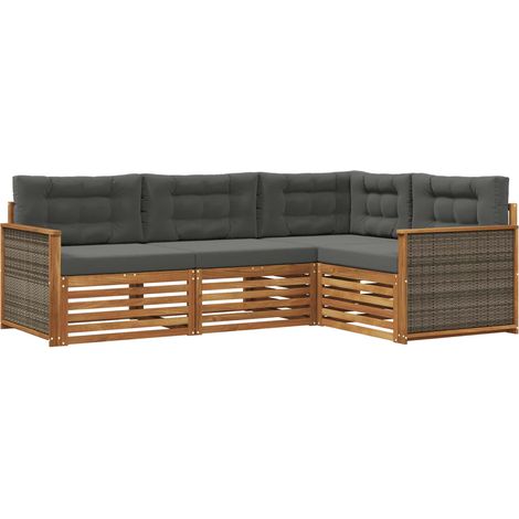 Outdoor Sofa Set with Cushion 4 pcs Natural and Anthracite vidaXL (1/5)