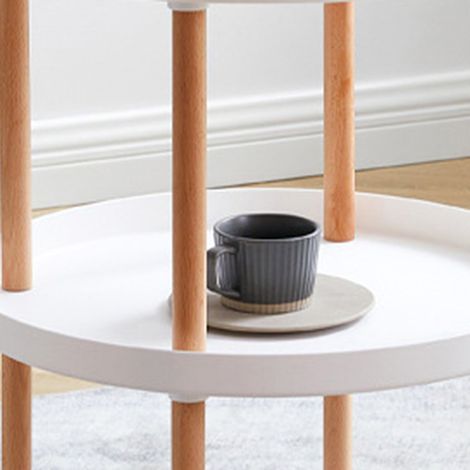 Weißer nordischer 3-stöckiger Aufbewahrungswagen, vielseitiges Rollregal für das Wohnzimmer, mobiles Möbelstück mit Rollen, praktischer Couchtisch. (1/3)