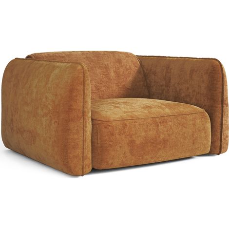 Fauteuil en velours gaufré caramel LOMI (1/5)