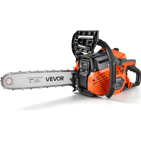 VEVOR Benzin Kettensäge 355,6 mm 40 ccm Motorsäge 1,15 kW mit 2-Takt-Motor, für Holzarbeiten Baumschnitt Rodungsarbeiten, 11.500 U/min, Drehzahl-Synchronisierter Choke, Rutschfester Griff, zwei Tanks (1/5)