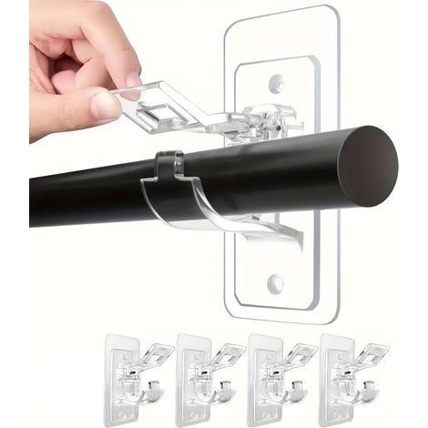 Filiyano-Supports de tringle à rideaux en plastique auto-adhésifs, sans perçage, lot de 4 (4 pièces). Non fournis. (1/5)