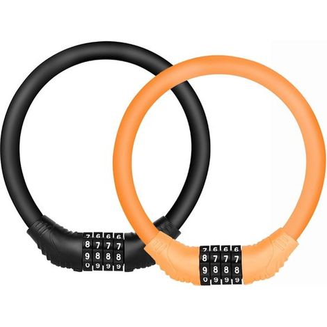 Cable antirrobo para bicicleta de 140 cm,también apto para casco,con código de 4 dígitos,apto para cascos de moto y bicicletas (1/5)