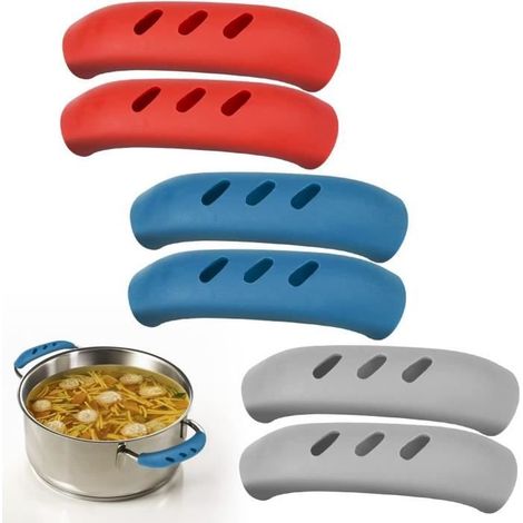 Poignées de pot - Silicone - Anti-brûlure - 6 pièces - Compatible tous feux (1/4)