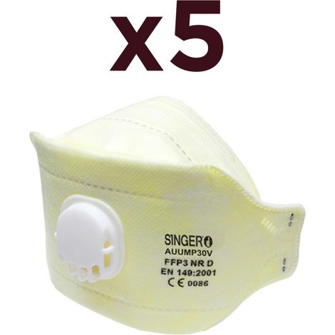 Pack 5x Masque filtrant 3 panneaux avec valve FFP3 supérieur FFP2 Anti-pollution (1/4)