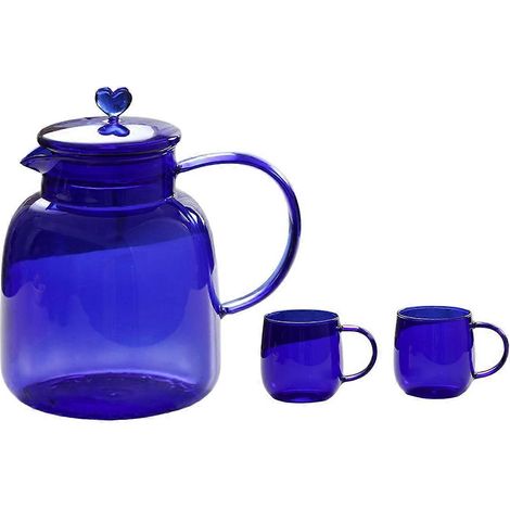 Bleu Zero Limit High Borosilie verre eau pot lot grand Heat eau Kettle pour maison Use avec eau Cups (1/5)