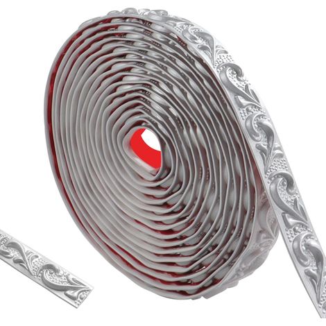 Moulure Murale Flexible 600cm, Autocollant Imperméable Eau, Moulure Plafond 3D Vintage (Argent-2cm) (1/5)