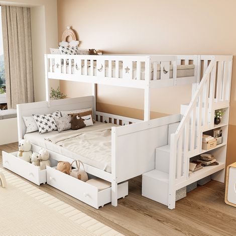 Letto a castello contenitore in legno bianco OKMYHOME (1/5)