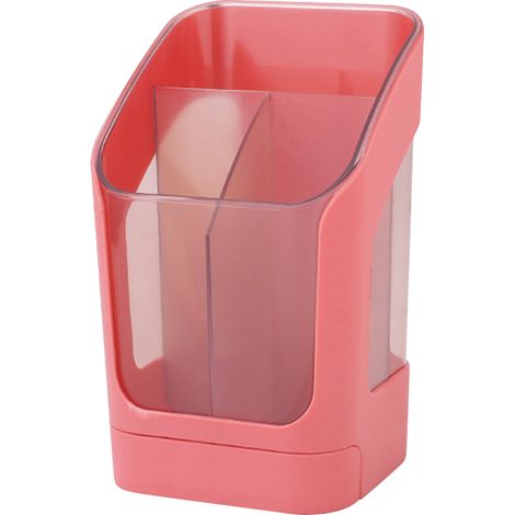 Porte-stylos de bureau avec tiroir, organisateur multifonctionnel en PET orange à 3 compartiments pour maquillage et fournitures (1/5)
