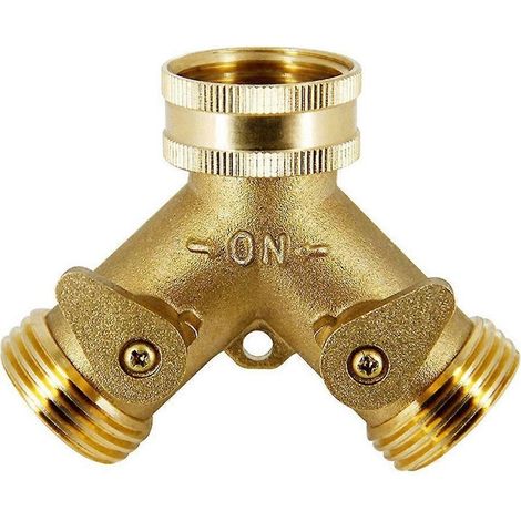 Dreifach-Schlauchverbinder mit Widerhaken für 3/4-Zoll-Gartenschlauch (1 Stück) – 6 x 5 x 1,9 cm – Gold (1/4)